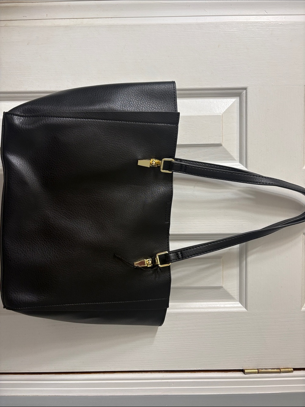 Everyday Black Tote with Gold Accents